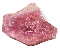 Six pieces of pink tourmaline or rubellite, a semi-precious gemstone used in jewellery and in crystal healing to aid the central nervous system