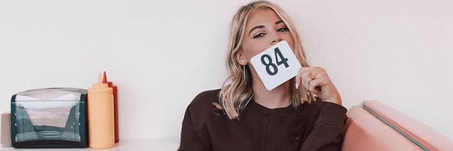 woman with number over face