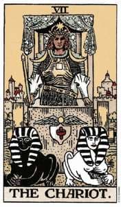 The Chariot Tarot Card from the Rider-Waite Tarot Deck