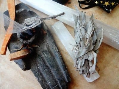 White sage and palo santo. Always be burning something!