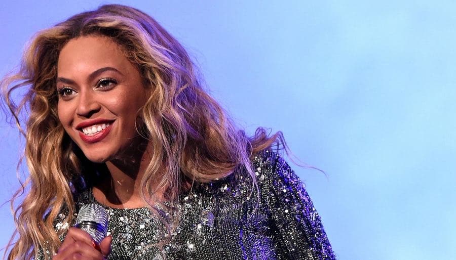 Beyonce Knowles in Sequin Dress On Stage Head Shot