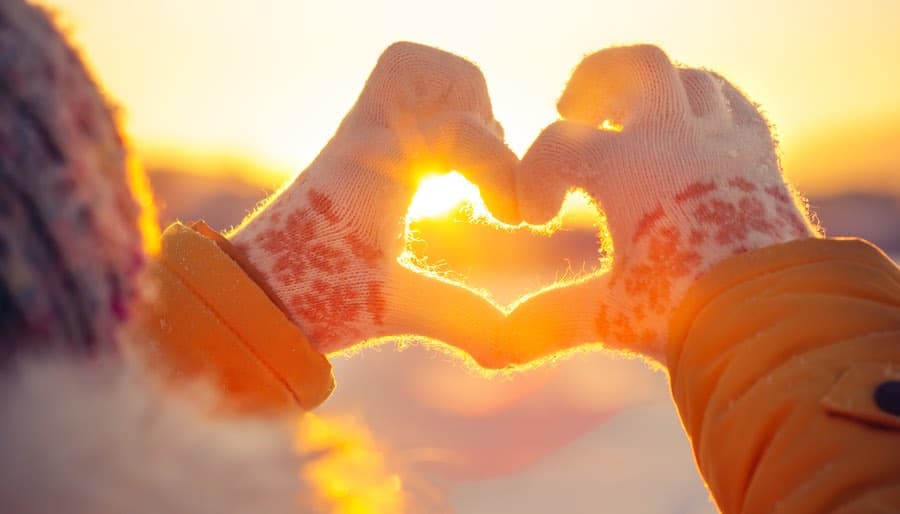 Heart Hands in Winter Solstice Sun