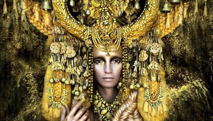 GOlden Goddess with huge Headress