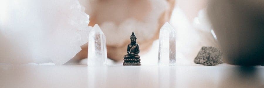 Tiny Buddha Statue and Crystals