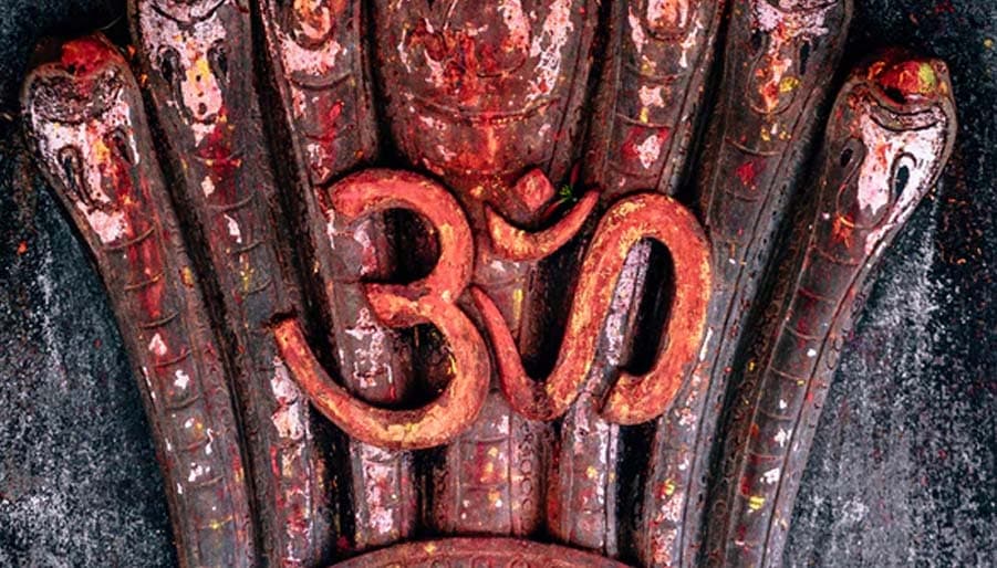 aum or om symbol on old door
