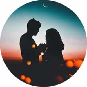 couple embracing at dusk