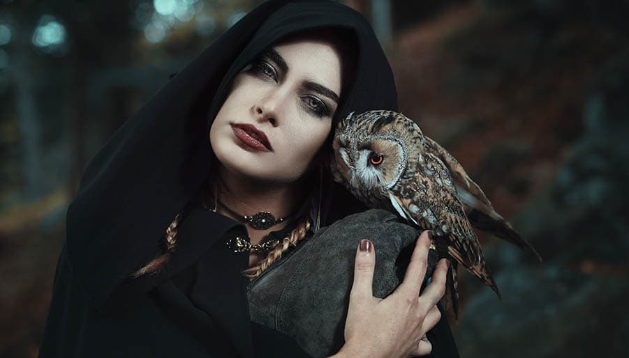 witch performing magick spell