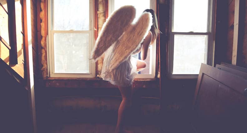 pink feather angel sign