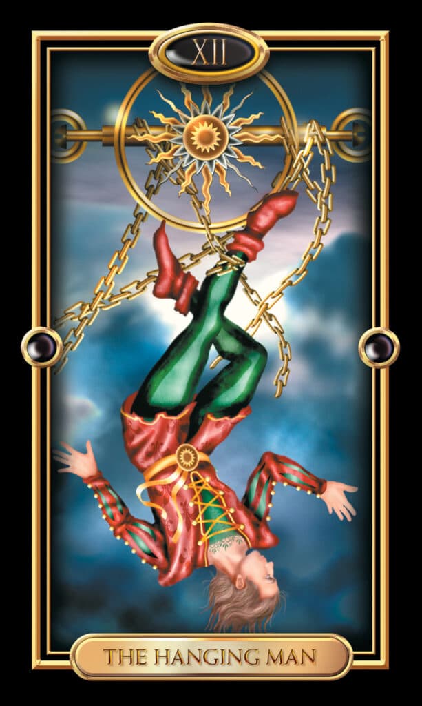 Hanged Man tarot card gilded
