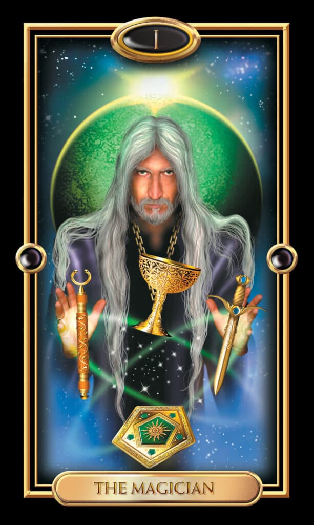 Magician tarot card gilded
