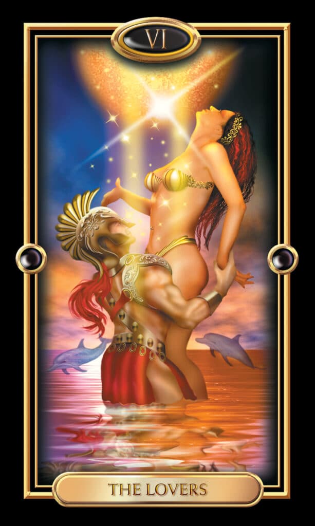 Lovers tarot card gilded
