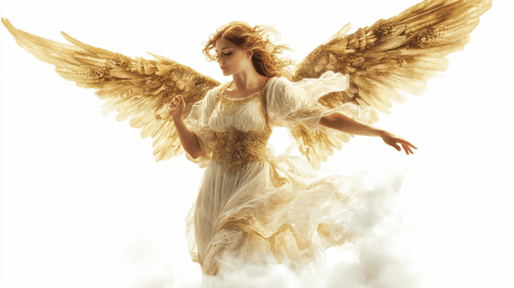 angel floating on cloud
