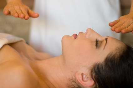 woman having a healing massage