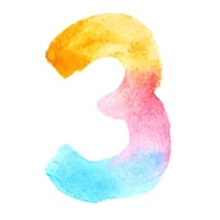 Colorful watercolor numbers
