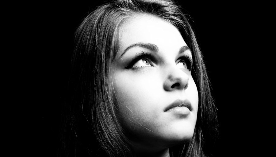 Thoughtful Girl Portrait in Black & White