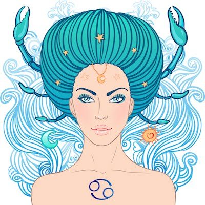 Illustration of cancer zodiac sign as a beautiful girl.