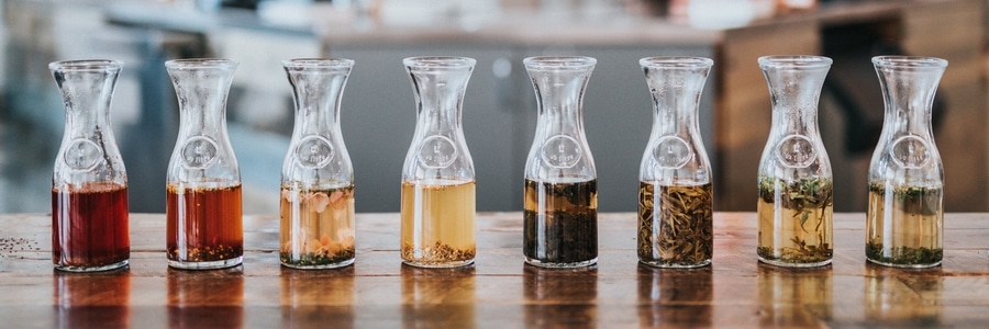 Sun Tea Infusions in Glass Bottles