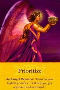 angel card prioritize with archangel metatron message