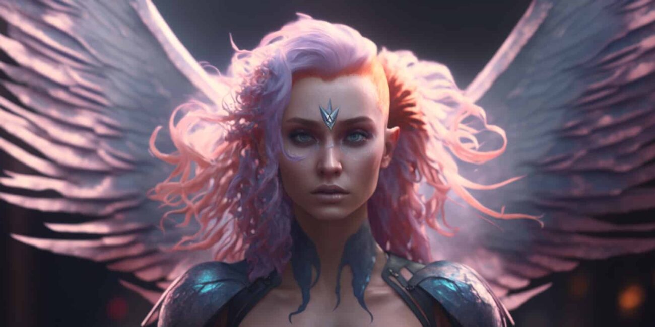 Angel Image with pink hair