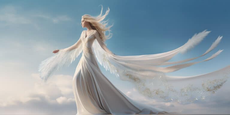 Angel Number 36 - Angel with long blonde hair. White clouds in the background.