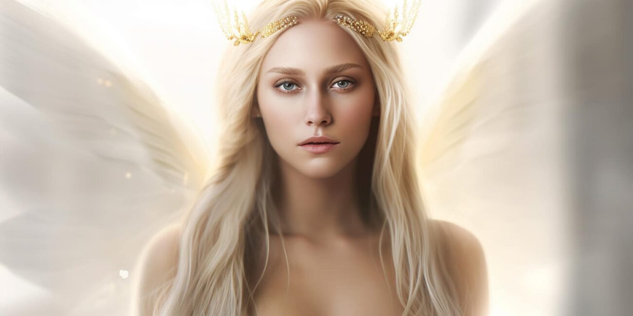 Angel Number 6611 - Angel with long blonde hair. Her wings are a soft white and gold.