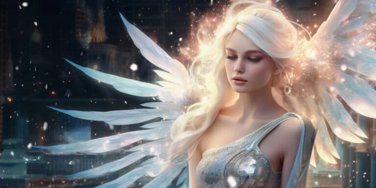 Angel Number 622 - Angel with long blonde hair. Her wings are multicolored.