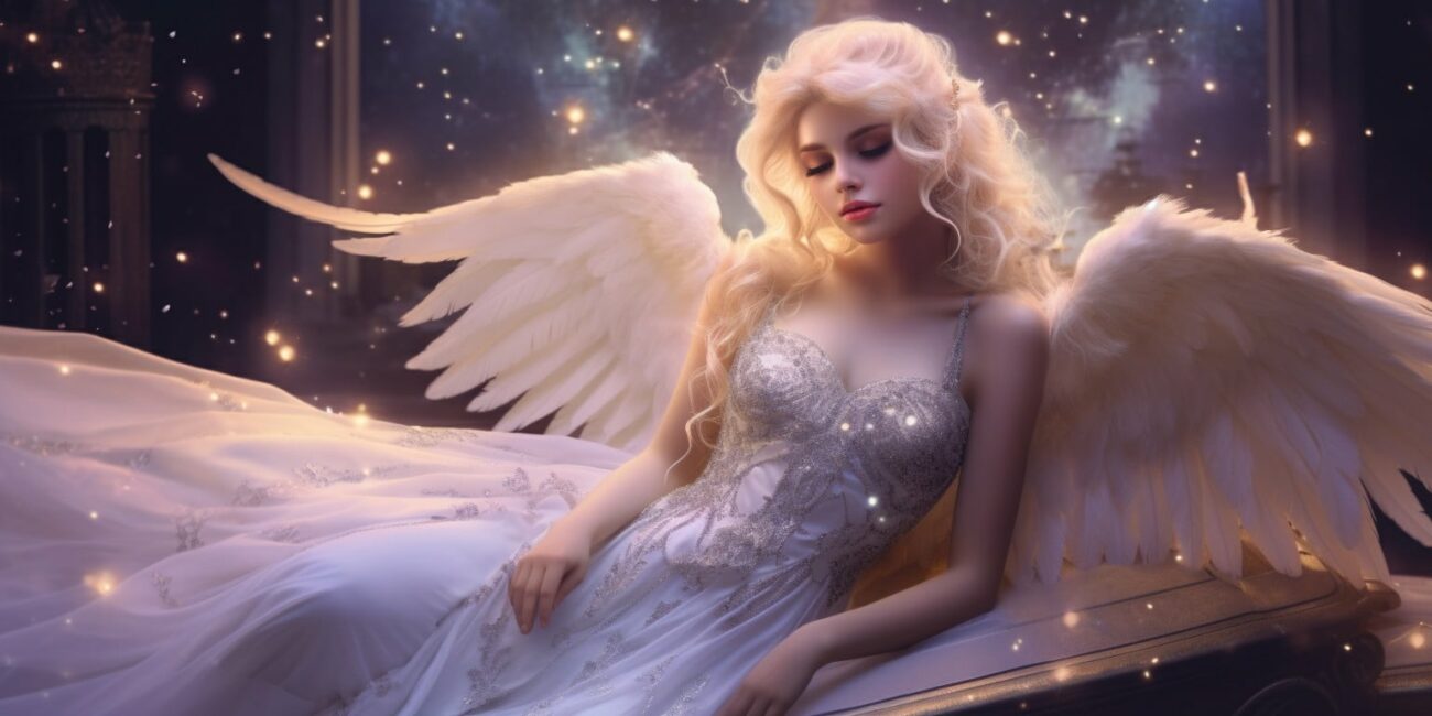 Angel Number 773 - Angel with long light hair. Her wings are white.