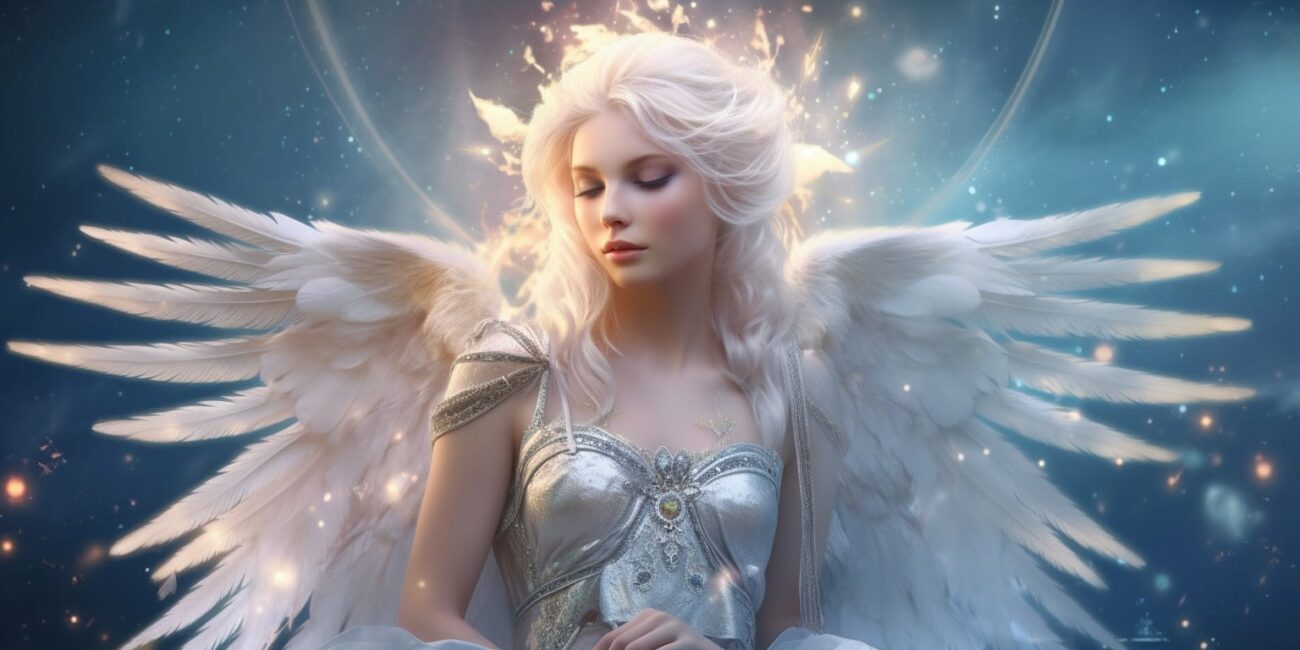 Angel Number 533 - Angel with long light hair. Her wings are white. There's light around her.