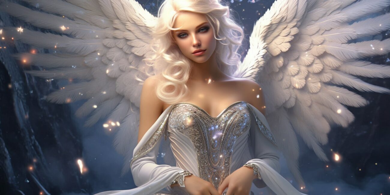 Angel Number 288 - Angel with long white blonde hair. Her wings are light white.