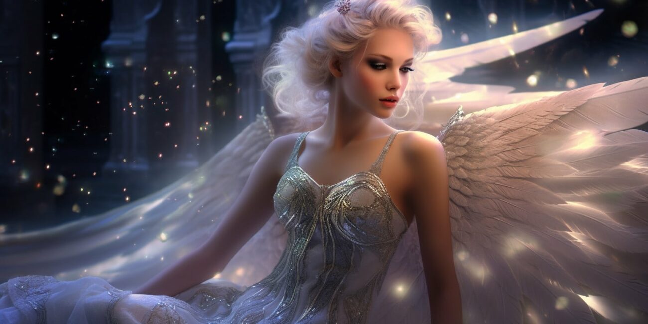 Angel Number 822 - Angel with long white blonde hair. Her wings are light white.