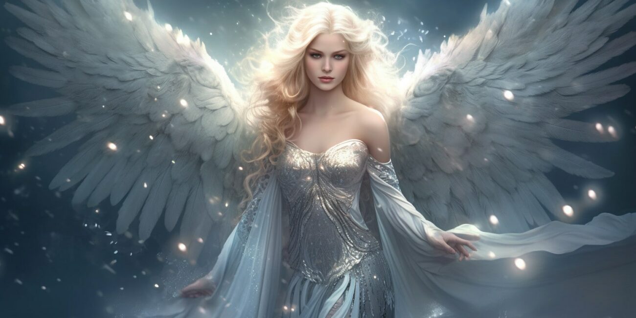 Angel Number 755 - Angel with long blonde hair. There are sparkles around her.