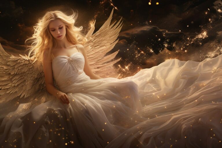 Angel Number 688 - Angel with long white, blonde hair.
