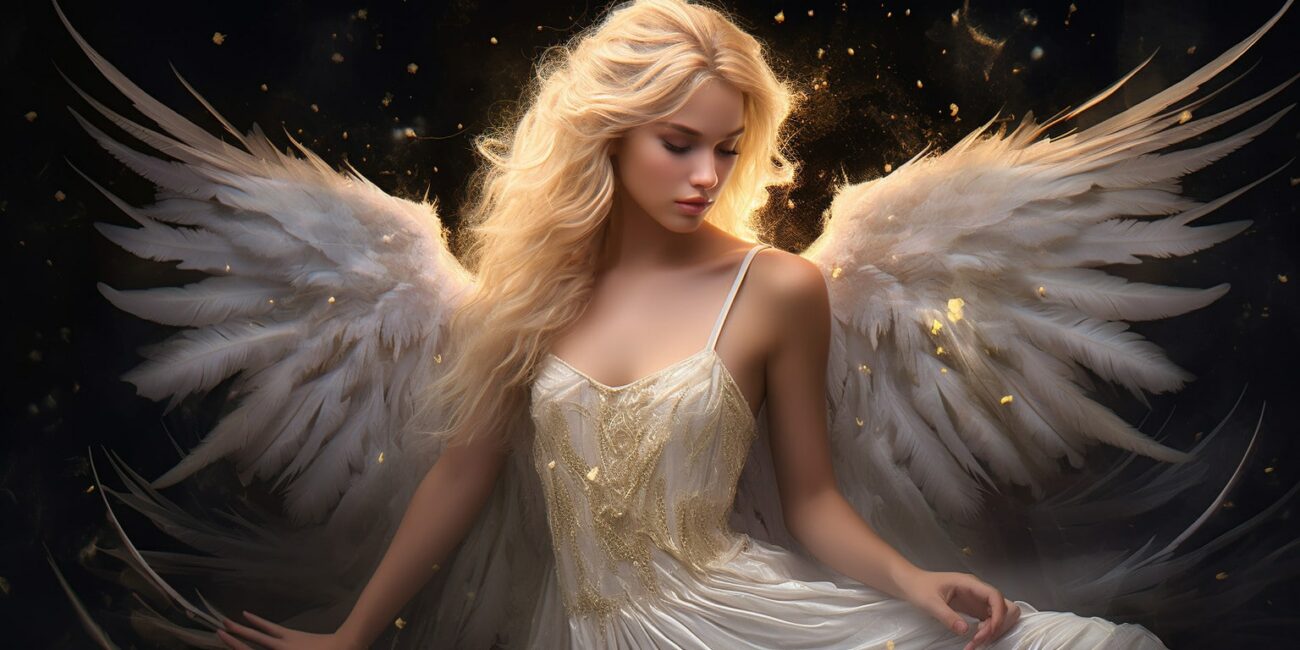 Angel Number 886 - Angel with long white blonde hair.