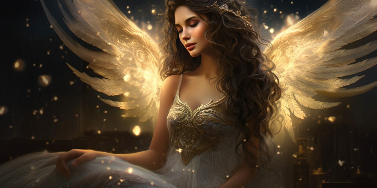 Angel Number 788 - Angel with long curly dark hair.