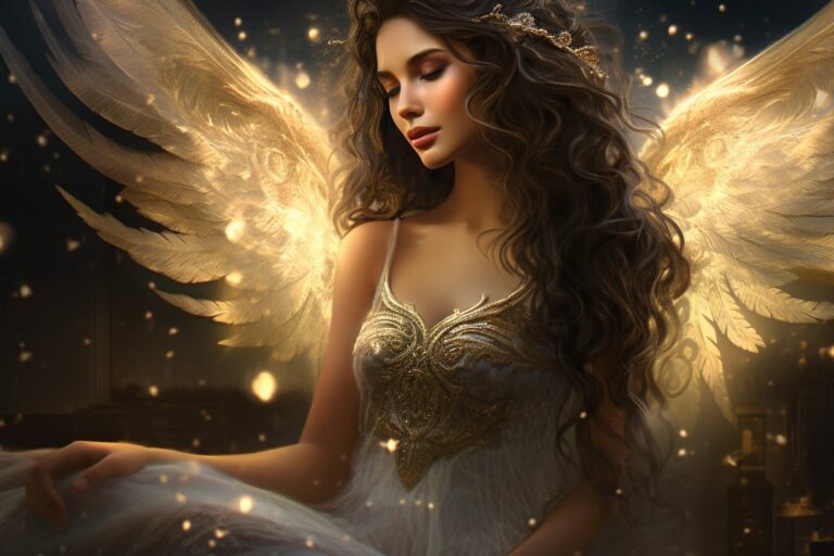 Angel Number 788 - Angel with long curly dark hair.