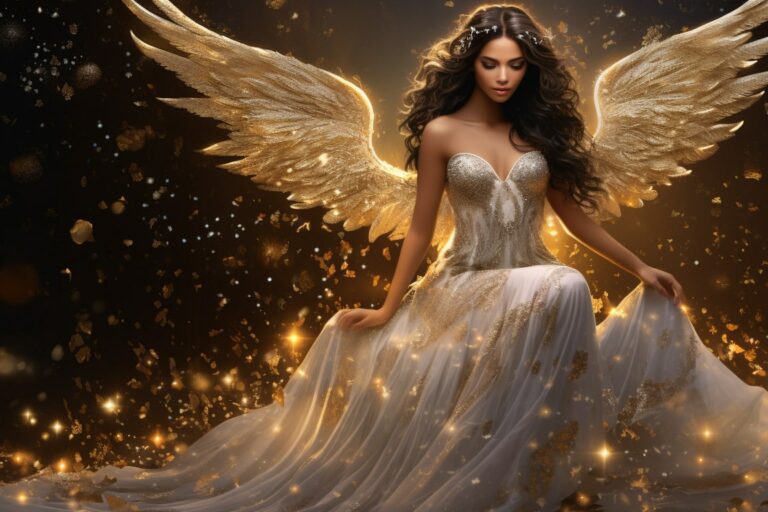 Angel Number 787 - Angel with long curly dark hair.