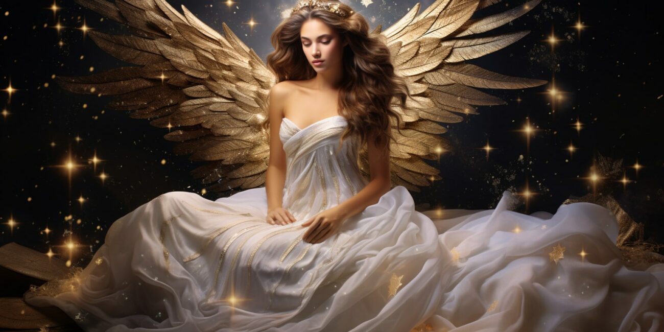 Angel Number 779 - Angel with long curly dark hair.