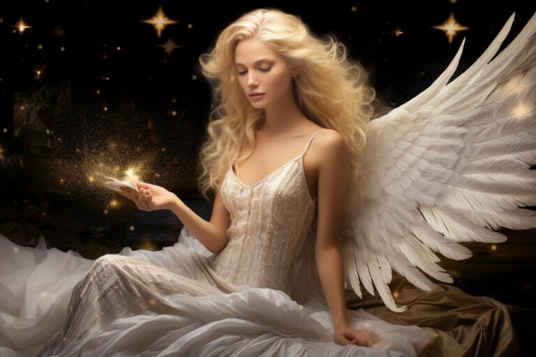 Angel Number 797 - Angel with long blonde hair.